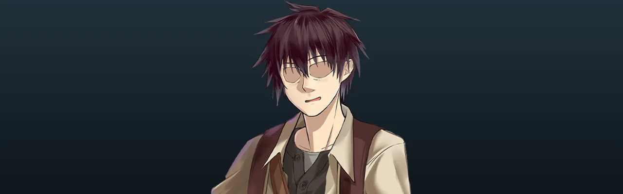 Lyle, a young man with dark messy hair and round glasses, in a leather vest