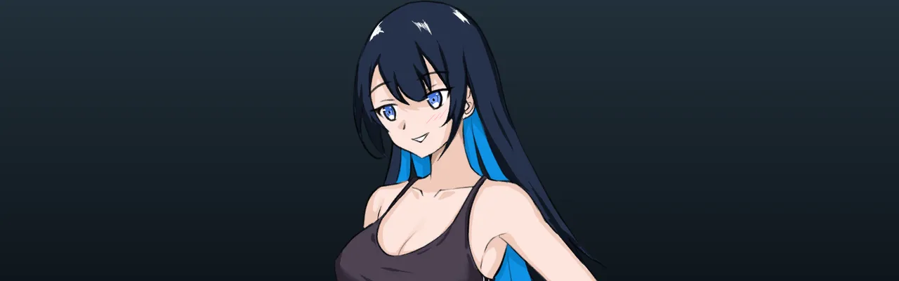 Rin, with long dark blue hair