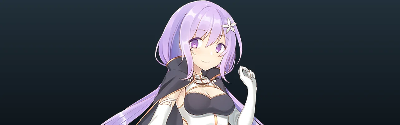 Nekama's female avatar, with long lavender hair and a flower clip
